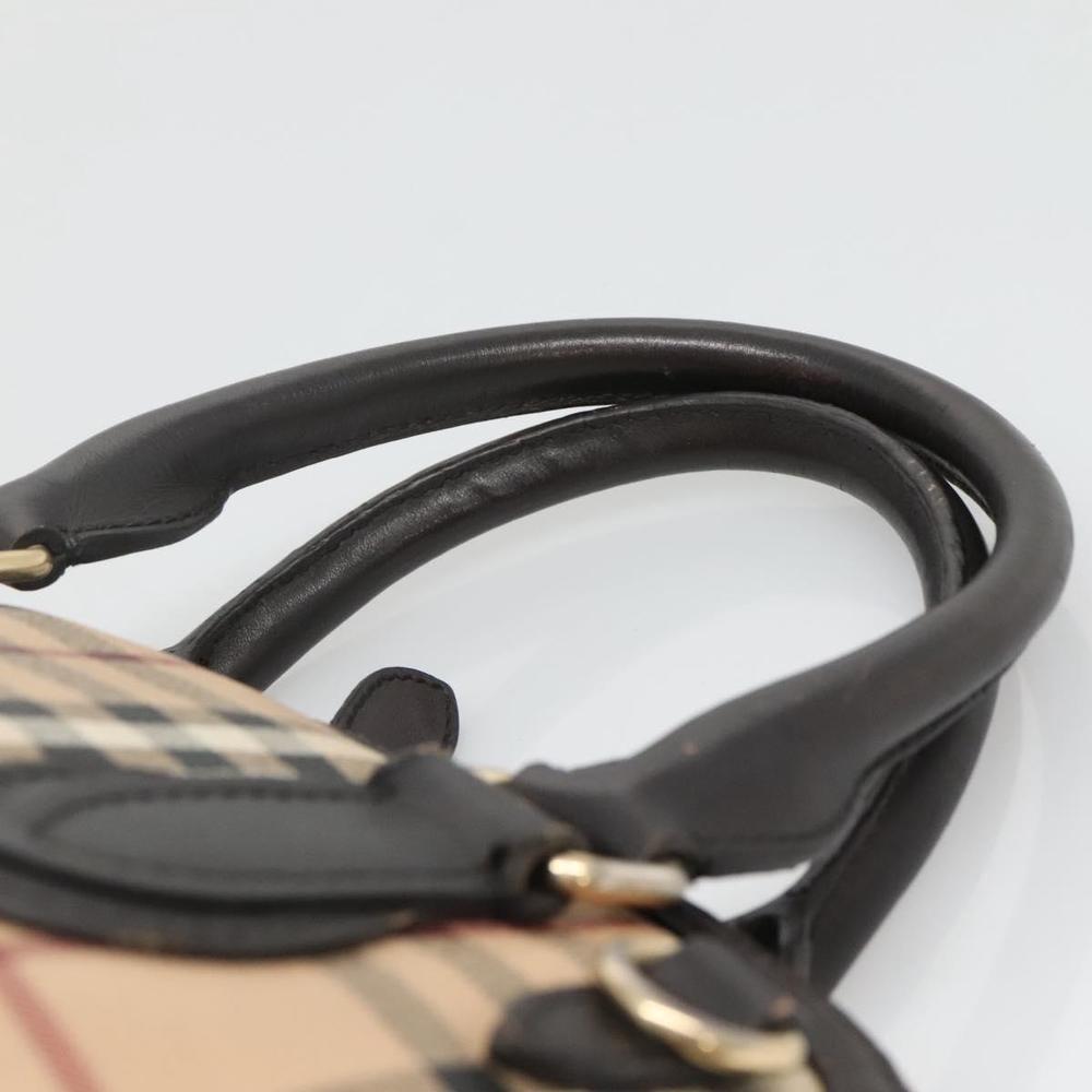BURBERRY Nova Check Hand Bag PVC Beige Gold Auth 124791 - Picture 8 of 16